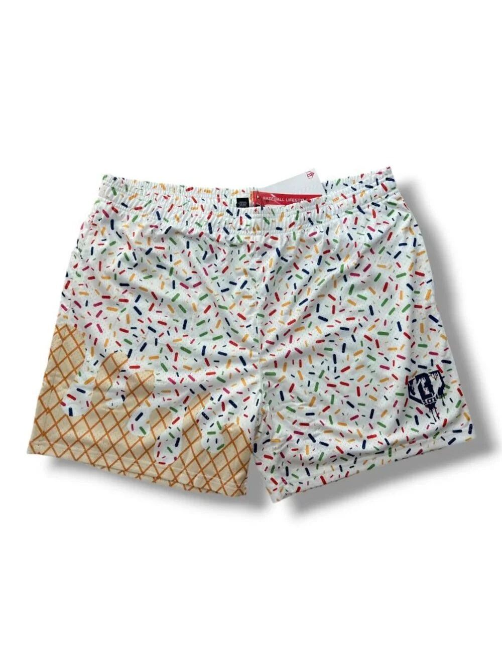 NWT Men's Baseball Lifestyle 101 Vanilla Ice Cream Sprinkles Shorts Size 2XL